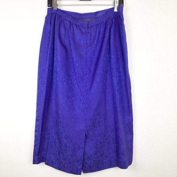 Silk Top & Skirt Suit Set, Size 14. Purple Embroidered Lined Adrianna Papell - Picture 6 of 16